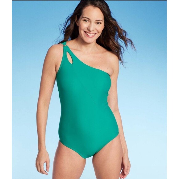 NWT Land’s End UPF 50 Full Coverage Tummy Control One Shoulder One Piece Suit - Picture 1 of 4